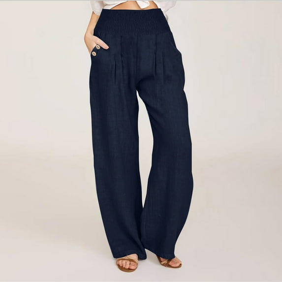 pstuiky Linen Pants Women, Women's Loose Wide Leg Pants High Waist Straight Pants Casual Pants Summer Pants Juniors Pants Hot Prices