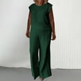 thumbnail image 1 of pstuiky Lounge Sets for Women Summer Solid Color Lightweight Pajama Sets with Pants Leisure Loose Fit Crew Neck Sleeveless Sleepwear Green XL, 1 of 7