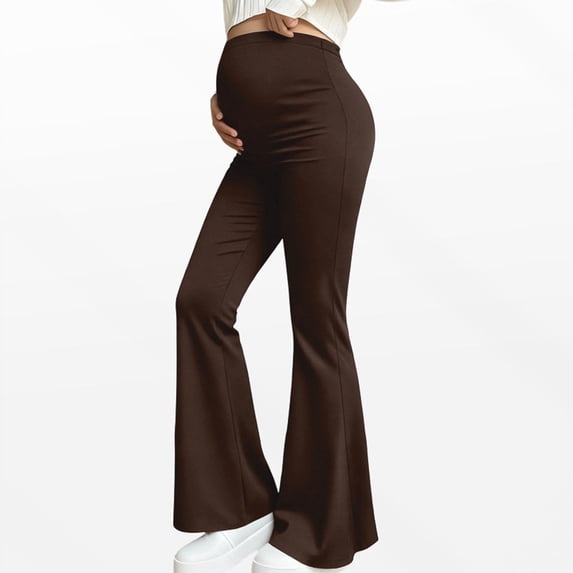 pstuiky Maternity Leggings Flared Leggings High Waisted Pregnancy Yoga Pants with Belly Support Stretchy Long Pants for Prenatal Exercise S/M/L/XL 1PC Pregnancy Clothes for Women
