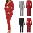 thumbnail image 1 of pstuiky Maternity Lounge Sets Nursing Clothes Set Long Sleeve Top and Pants for Pregnancy Postpartum Breastfeeding 2-Piece Outfit Breastfeeding Pajamas, 1 of 6