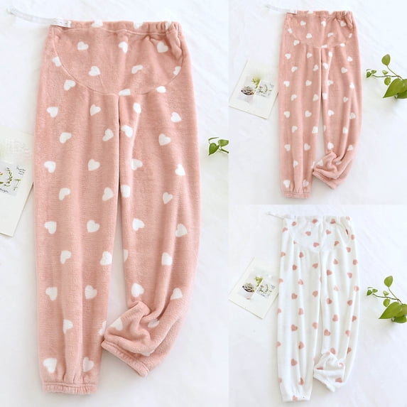 pstuiky Maternity Pants for Women Women'S Fleece-Lined Pants Adjustable Waistband Warm Winter Sleepwear Long Home Lounge Pants Pregnancy Pants for Women