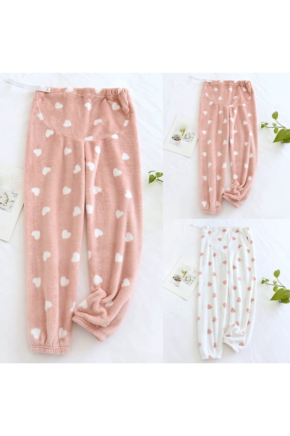 Maternity Pants for Women Women'S Fleece-Lined Pants Adjustable Waistband Warm Winter Sleepwear Long Home Lounge Pants Pregnancy Pants for Women
