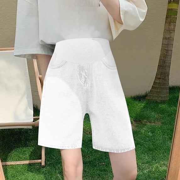 pstuiky Maternity Shorts with Pockets Denim Shorts for Women Plus Size Pregnancy Shorts with Adjustable Stretch Waistband High Waist Support Breathable Comfort Casual Wear Maternity Clothes