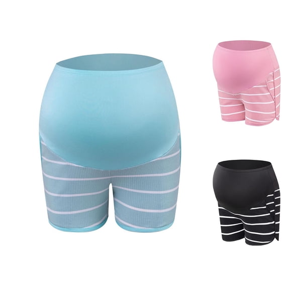 pstuiky Maternity Shorts Shorts for Women Striped Sports Shorts over Belly Stretchable Abdominal Support Casual Wear Pregnancy Workout Shorts Pregnancy Biker Shorts