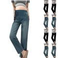 thumbnail image 1 of pstuiky Maternity Work Pants Jeans Straight Leg Drawstring Stretchy Straight Leg Wide Leg Cropped Pants Comfortable Casual with Pocket Pregnancy Pants, 1 of 5
