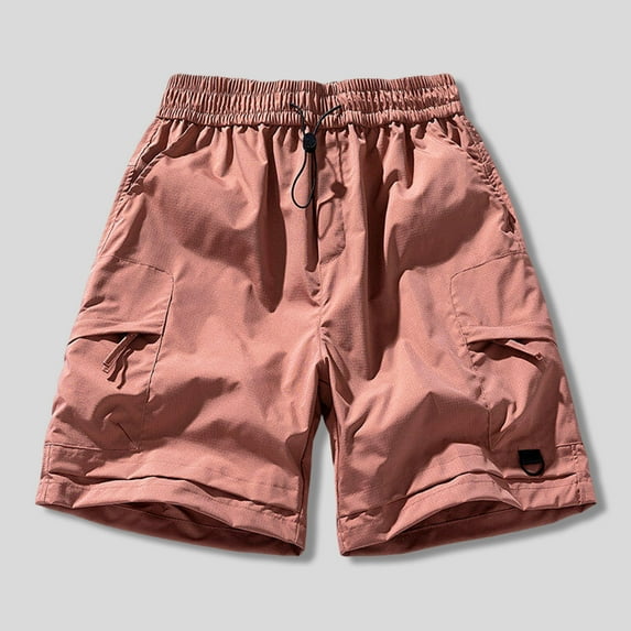 pstuiky Mens Beach Shorts, Men Solid Color Casual Elastic Waistzipper Pocket Workwear Shorts For Outdoor Activities Daily Wear Comfortable Design Swim Trunks