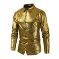 thumbnail image 1 of pstuiky Mens Shirts, Men Long Sleeve V-Neck Print Long Sleeve Shirts for Women Regular Fit Loose Flowy Plus Size T-shirts for Mens Dress Shirt Gold L, 1 of 6