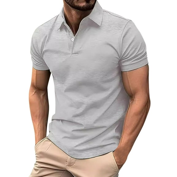 pstuiky Mens Short Sleeve Work Shirts,Mens T-Shirt Solid Color Turndown Collar Short Sleeve Buttons Tops Blouse Casual Coat Summer Fashion Pullover Tops Golf Shirts for Mens Shirts
