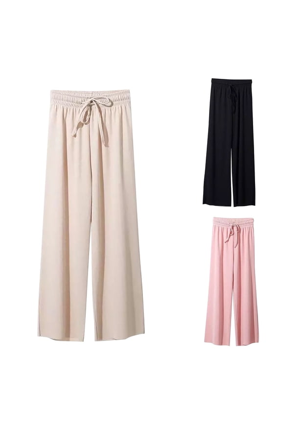 Pants, Women Solid Color Drawstring Pants Elastic Waist Pants Mid Waist Slim Fit Stylish Plus Size Full Trousers Sports Pants Gift for Women Flash Beige L