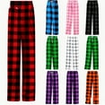 thumbnail image 1 of pstuiky Plaid Pants Elastic Waist Wide Leg Pants Straight Pants Long Casual Trousers Home Wear Outside with Pockets, 1 of 4