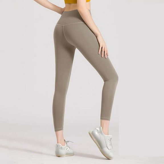pstuiky Plus Size Leggings for Women, Solid Color Athletic Long Elastic Seamless Hip Lifting High Waisted Trousers Summer Womens Pants Khaki XXL