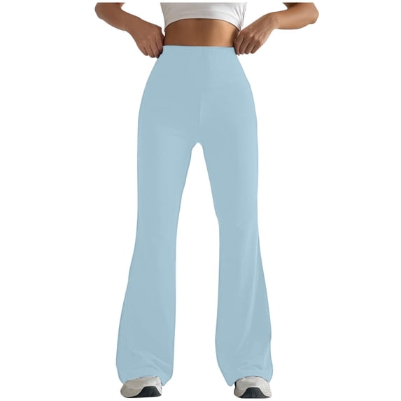 pstuiky Plus Size Leggings for Women, Solid Color Tight Long Trousers Summer Womens Workout Pants Light Blue XL