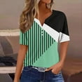 thumbnail image 1 of pstuiky Plus Size Tops for Women, Women's Casual Printed Color Short Sleeved Button V Neck Top Blouse Womens Plus Size Tops Plus Size Tops Final Markdown shirts, 1 of 5
