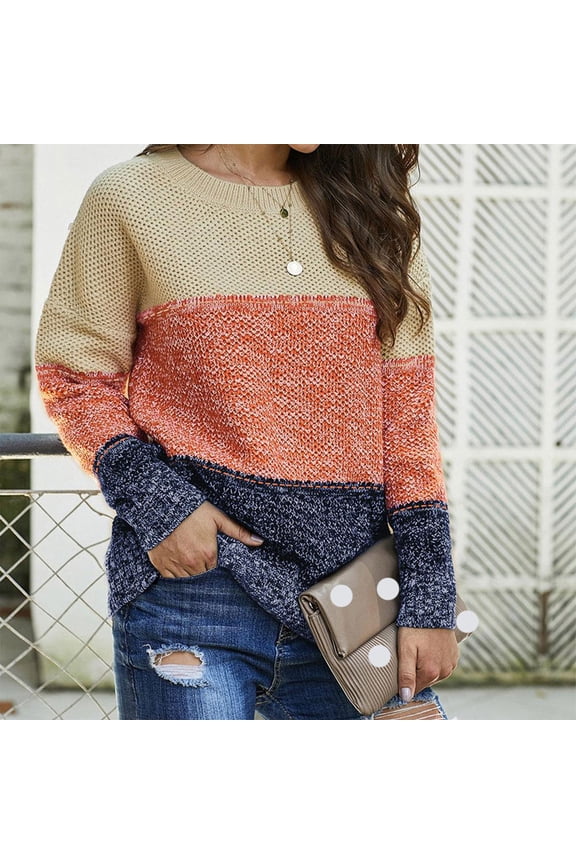 Pullover Sweaters for Women, Women Printing Long Sleeve Crew Neck Pullover Sweater Tailored Fit Winter Oversized Sweater Knit Sweater