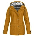 thumbnail image 1 of pstuiky Rain Coat Womens, Women Solid Color V-Neck Long Sleeve Jacket Classic Fit Loose Flowy Plus Size Sports Hoodie Womens Coats for Women Khaki XXXXXL, 1 of 4