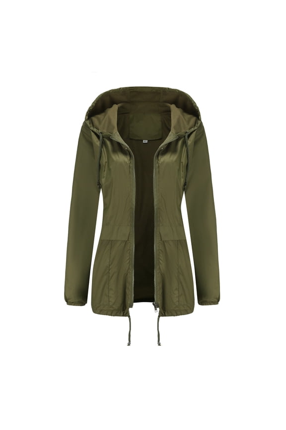 Rain Coats for Women, Women Solid Color V-Neck Long Sleeve Jacket Loose Fit Stylish Oversized Rain Jacket Women Jacket for Girl Up to 50% Off Army Green S