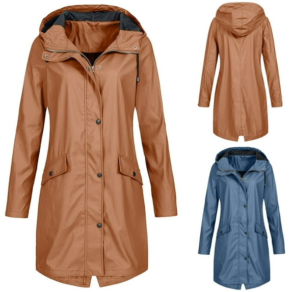 pstuiky Rain Coats for Women, Women Solid Color V-Neck Long Sleeve Jacket Loose Fit Trendy Oversized Outwear Jackets Women Coats Winter for Women Blue L