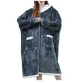 thumbnail image 1 of pstuiky Robe, Women Pineapple Plaid with Hooded Zipper Home Dress Loose Pajamas Plus Thick Large Size Robe Plush Robe Leisure Gray #1 Free Size, 1 of 7