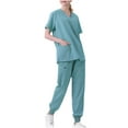 thumbnail image 1 of pstuiky Scrubs for Women and Men, Scrubs Medical Uniform Scrubs Set Medical Scrubs Top and Pants Healing Hands Scrubs for Women, 1 of 2