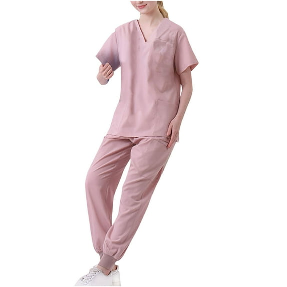 pstuiky Scrubs for Women and Men, Scrubs Medical Uniform Scrubs Set Medical Scrubs Top and Pants Healing Hands Scrubs for Women
