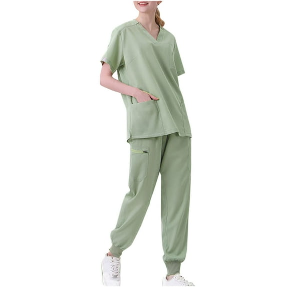 pstuiky Scrubs for Women and Men, Scrubs Medical Uniform Scrubs Set Medical Scrubs Top and Pants Healing Hands Scrubs for Women