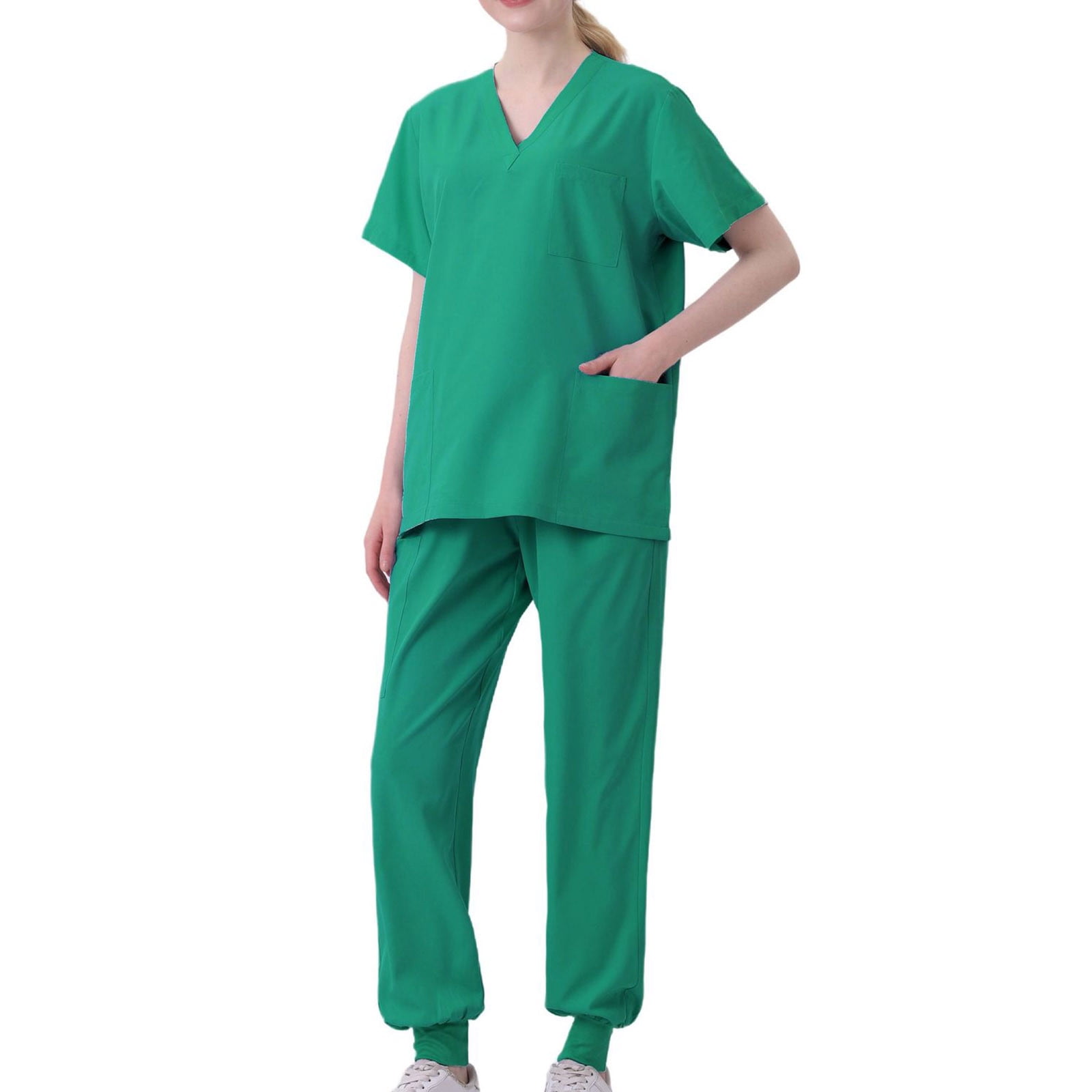 pstuiky Scrubs for Women and Men, Scrubs Medical Uniform Scrubs Set Medical Scrubs Top and Pants Healing Hands Scrubs for Women Summer Savings