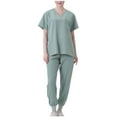 thumbnail image 1 of pstuiky Scrubs for Women and Men, Scrubs Medical Uniform Scrubs Set Medical Scrubs Top and Pants Healing Hands Scrubs for Women, 1 of 2