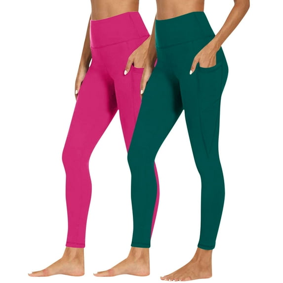 pstuiky Seamless Leggings for Women, 2PC Solid Color Athletic Long Seamless Hip Lifting Pants with Pockets Oversized Womens Pants Green L