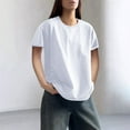 thumbnail image 1 of pstuiky Shirts for Women Fashion Short Sleeve Solid Color Women'S Clothing Business Casual Loose Fit Crew Neck Basic Tshirts Workout Tops for Women, 1 of 7