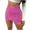 thumbnail image 1 of pstuiky Skirt for Women , Women Leather Skirt Solid Color Miniskirt Wrap Hip Skirt Skirt Leisure Summer Pink L, 1 of 5