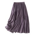 thumbnail image 1 of pstuiky Skirt for Women , Women Solid Color Summer Double Cotton Linen Skirt Mid-Calf Skirt Leisure, 1 of 5