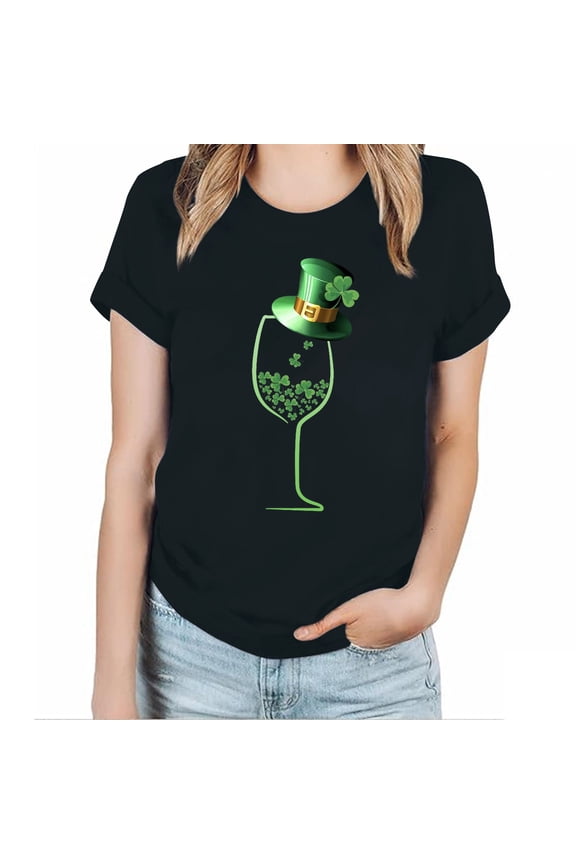 St Patty's T-Shirt, St Patricks Day Women's Shamrocks T-Shirt Short Sleeve Crew Neck Tops St. Patrick's Day Shirt for Girls St. Patrick's Day Gift