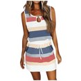 thumbnail image 1 of pstuiky Summer Dress, Women Summer Short-Sleeved V-Neck Dress Layered and Ankle Dress Beach Skirt Mid-Calf Dress Double Pockets Leisure Summer Savings Clearance Multicolor L, 1 of 6