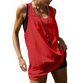 thumbnail image 1 of pstuiky Womens Tank Top, Women Oversized Racerback Tank Top Casual Sleeveless Workout Shirt Loose Fit Longline Activewear for Gym Yoga Exercise in Solid Colors Red L, 1 of 8