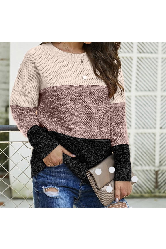 Sweaters for Women, Women Printing Long Sleeve Crew Neck Pullover Sweater Tailored Fit Winter Oversized Sweater Knit Tops