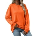thumbnail image 1 of pstuiky Sweatshirt for Women, Women Print Round Neck Long Sleeve Sweatshirt Loose Fit Workout Oversized Autumn Sweatshirt Women Coats forOrange L, 1 of 5