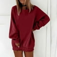 thumbnail image 1 of pstuiky Sweatshirt for Women, Women Solid Color Round Neck Long Sleeve Sweatshirt Modern Fit Active Oversized Sports Hoodie Girls Sweatshirts for Girl Flash Deals Wine XXL, 1 of 6