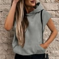 thumbnail image 1 of pstuiky Sweatshirt for Women,Womens Sleeveless Hoodie Solid Color Crewneck Hoodie Oversized Sweatshirt with Pockets Causal Fit Pullover Tops Hooded Sweatshirts Gray XL, 1 of 7