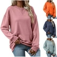 thumbnail image 1 of pstuiky Sweatshirts, Women Print Round Neck Long Sleeve Sweatshirt Loose Fit Soft and Comfortable Oversized Sports Hoodie Women Coats forLight Blue L, 1 of 6