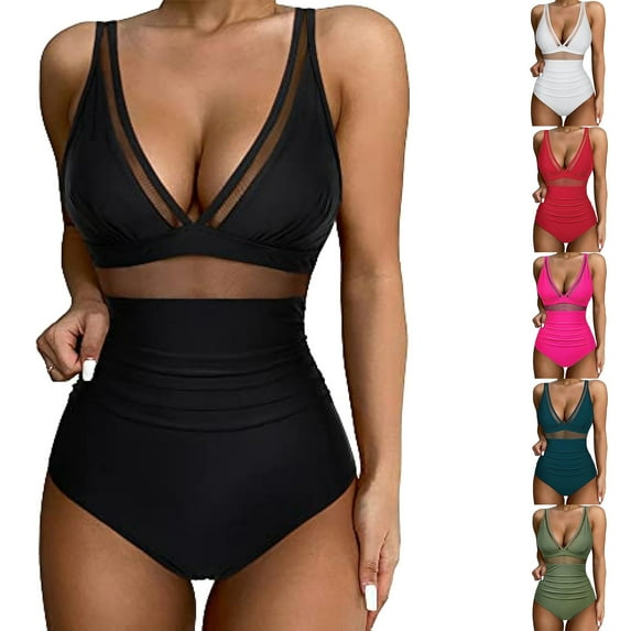 pstuiky Swim Suits, Women Stylish Multi Color Printed Swimsuit Tight Fitting Push Up Design for Beach Pool Party Summer Vacation Swimwear Women Swimsuits Army Green 8