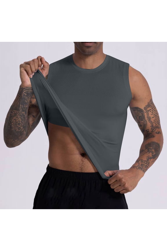 Tank Tops Men, Men's Breathable Sleeveless Workout Shirt High Elasticity Running Hiking Tank Top Quick-Dry Cotton Sports Vest