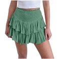 thumbnail image 1 of pstuiky Tennis Skirts for Women, Women's Irregular Solid Color Lined Cake Skirt Short Culottes Skirt Skorts for Workout Casual Clearance Items Green L #1, 1 of 7
