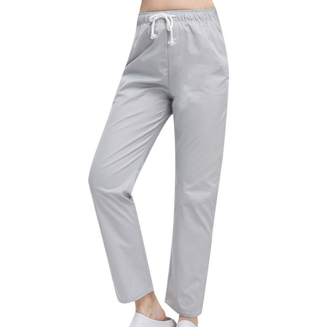pstuiky Trousers, Women Solid Color Mid Waist Relaxed Fit Comfy Oversized Autumn Pants Wide Leg Pants Gift for Women Up to 65% off Gray S