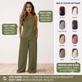 thumbnail image 1 of pstuiky Linen Sets for Women 2 Piece Solid Color Round Neck Sleeveless Tops and Wide Leg Pants Summer Sets Matching Lounge Set Casual Two Piece Sets Women Clothing, 1 of 10