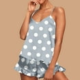 thumbnail image 1 of pstuiky Two Piece Sets for Women Summer Summer Polka Dots Cami Comfy Lounge Sets Lounge Loose Fit Crew Neck Sleeveless Pajama Sets with Shorts Plus Size Sleepwear Gray L, 1 of 9