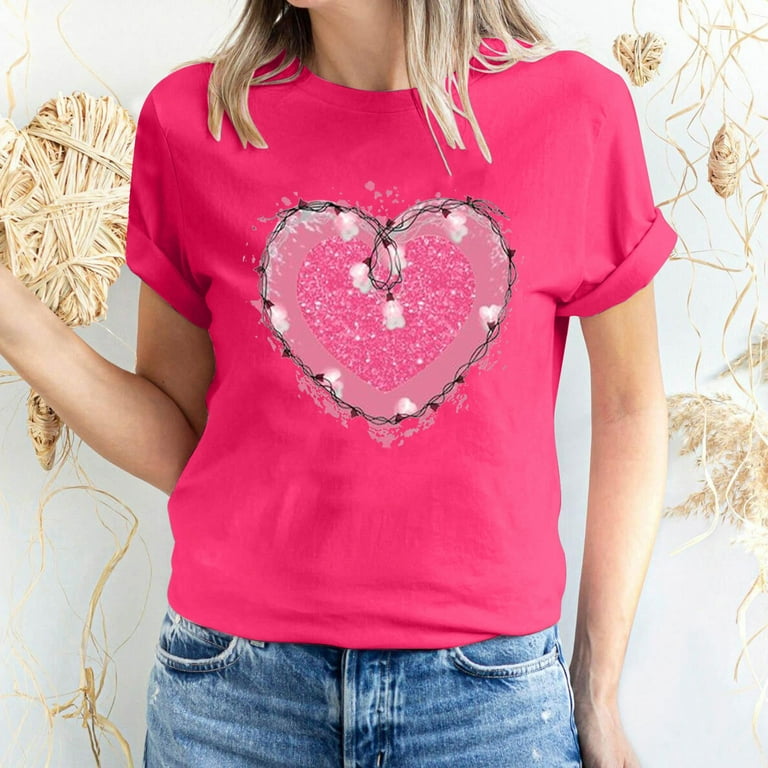pstuiky Valentine's Day T-Shirts for Women, Women Valentines