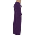 thumbnail image 1 of pstuiky Wide Leg Cargo Pants for Women,Women High Rise Yoga Leggings with Pockets Cargo Yoga Pants for Women Plus Size Drawstring Straight Leg Pants Purple #5 XXXXL, 1 of 7