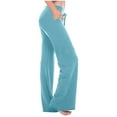 thumbnail image 1 of pstuiky Wide Leg Cargo Pants for Women,Women High Rise Yoga Leggings with Pockets Cargo Yoga Pants for Women Plus Size Drawstring Straight Leg Pants Sky Blue #6 XXXXL, 1 of 7