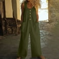 thumbnail image 1 of pstuiky Jumpsuits for Women Dressy Women's Linen Sleeveless Jumpsuit Summer Casual Wide Leg Romper Plus Size Jumpsuit with Button Front with Pockets One Piece Outfit, 1 of 7
