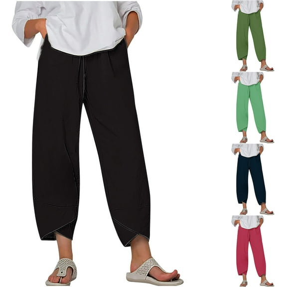 pstuiky Wide Leg Pants Woman, Solid Color Loose Long Palazzo Pants Pants Athletic Women Pant Blue L